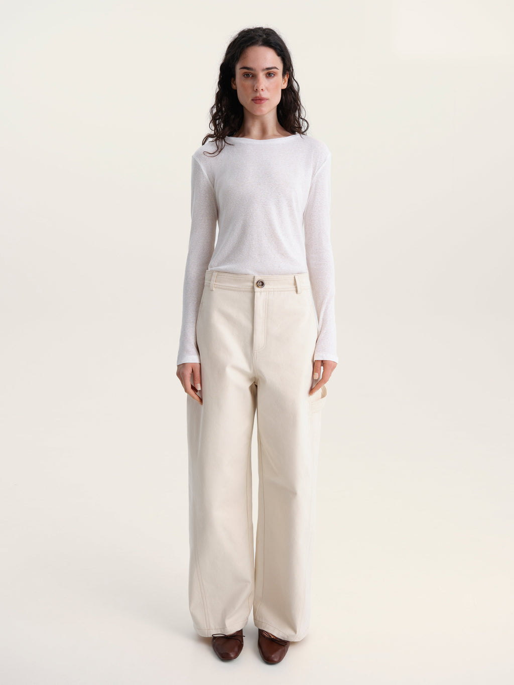 Straight-Leg Trousers in Ivory