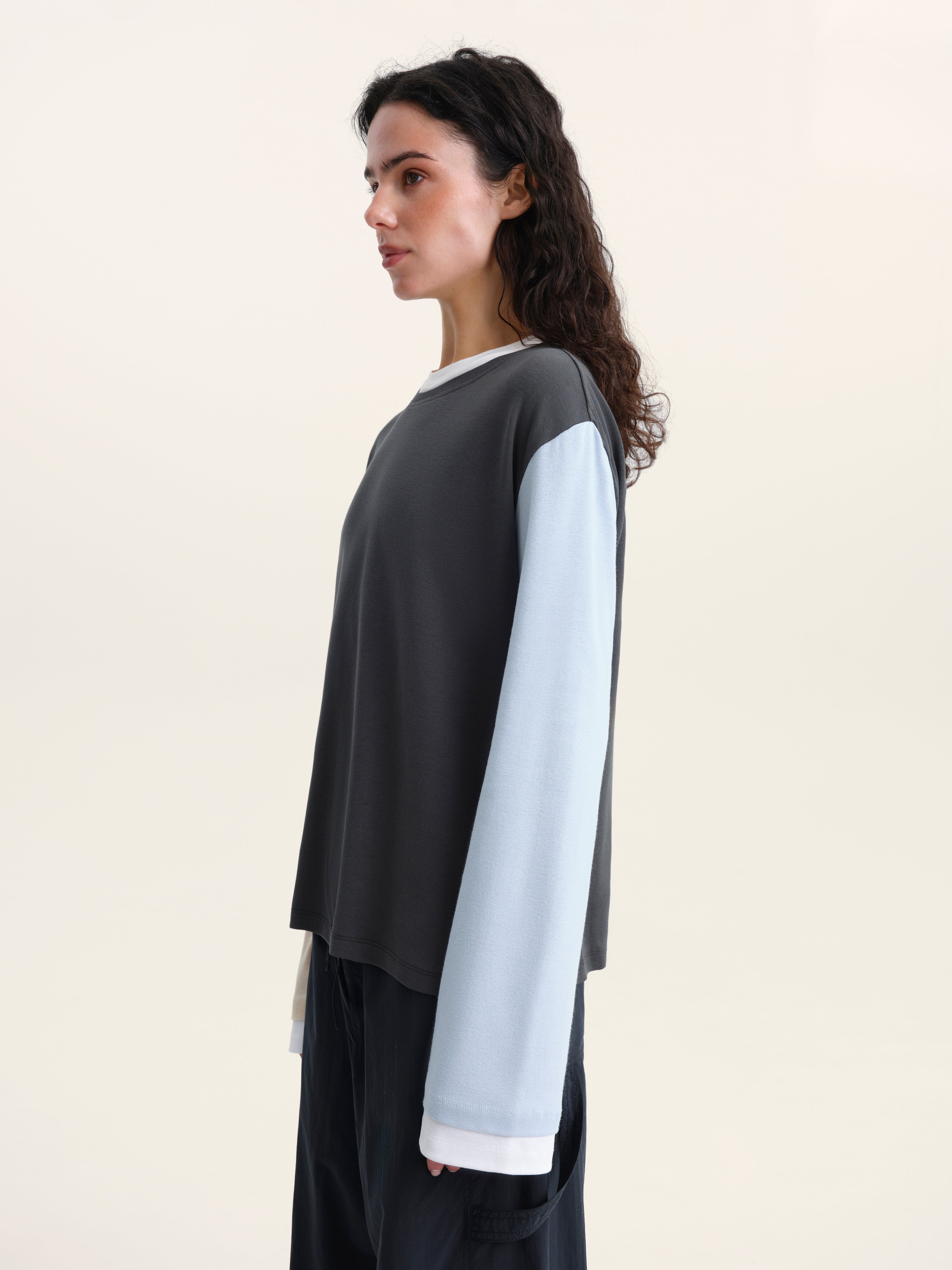 Color-Block Longsleeve in Grey