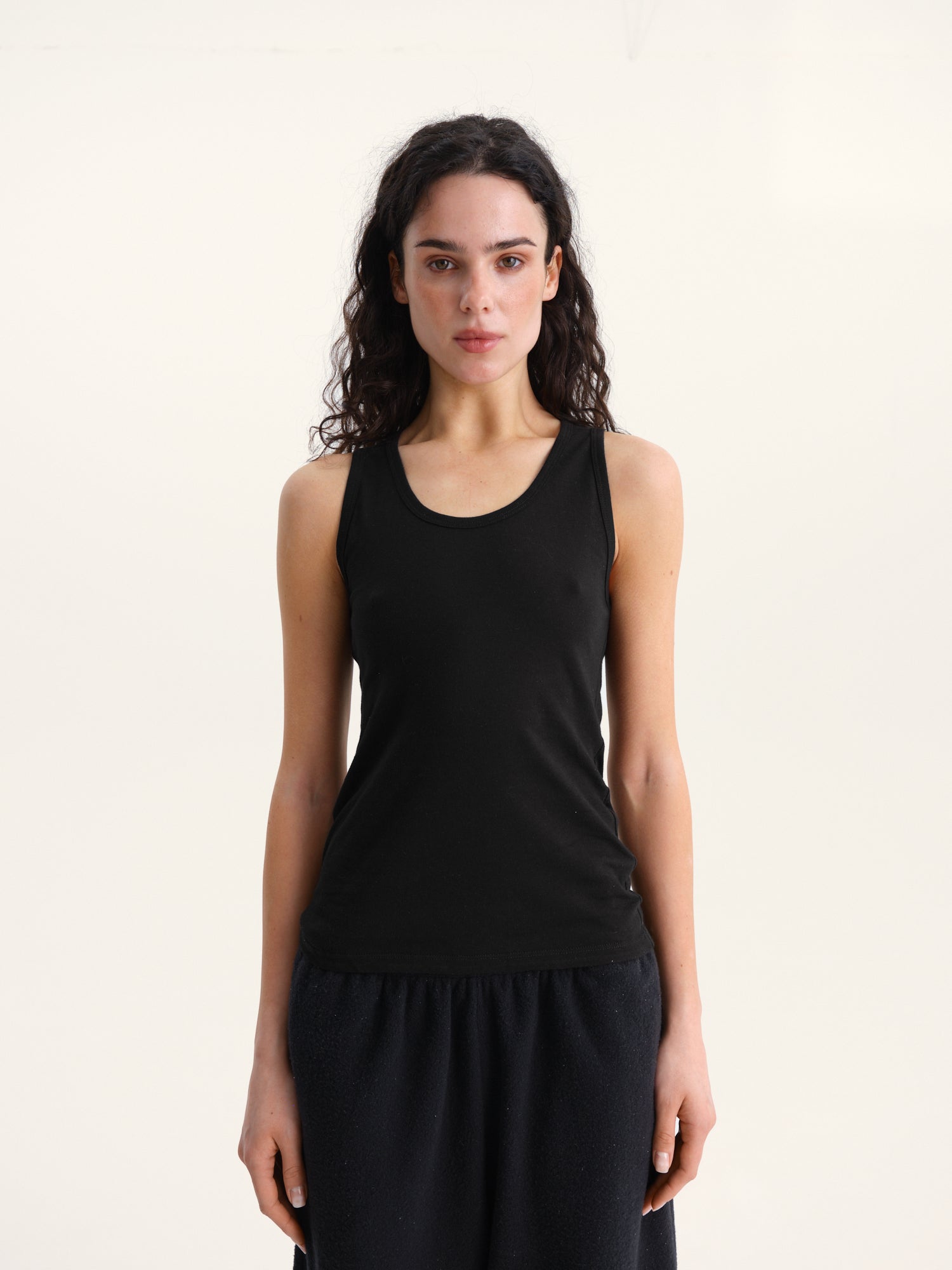 Basic Cotton Tank Top in Black