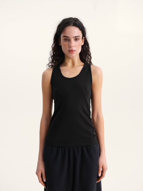 Basic Cotton Tank Top in Black