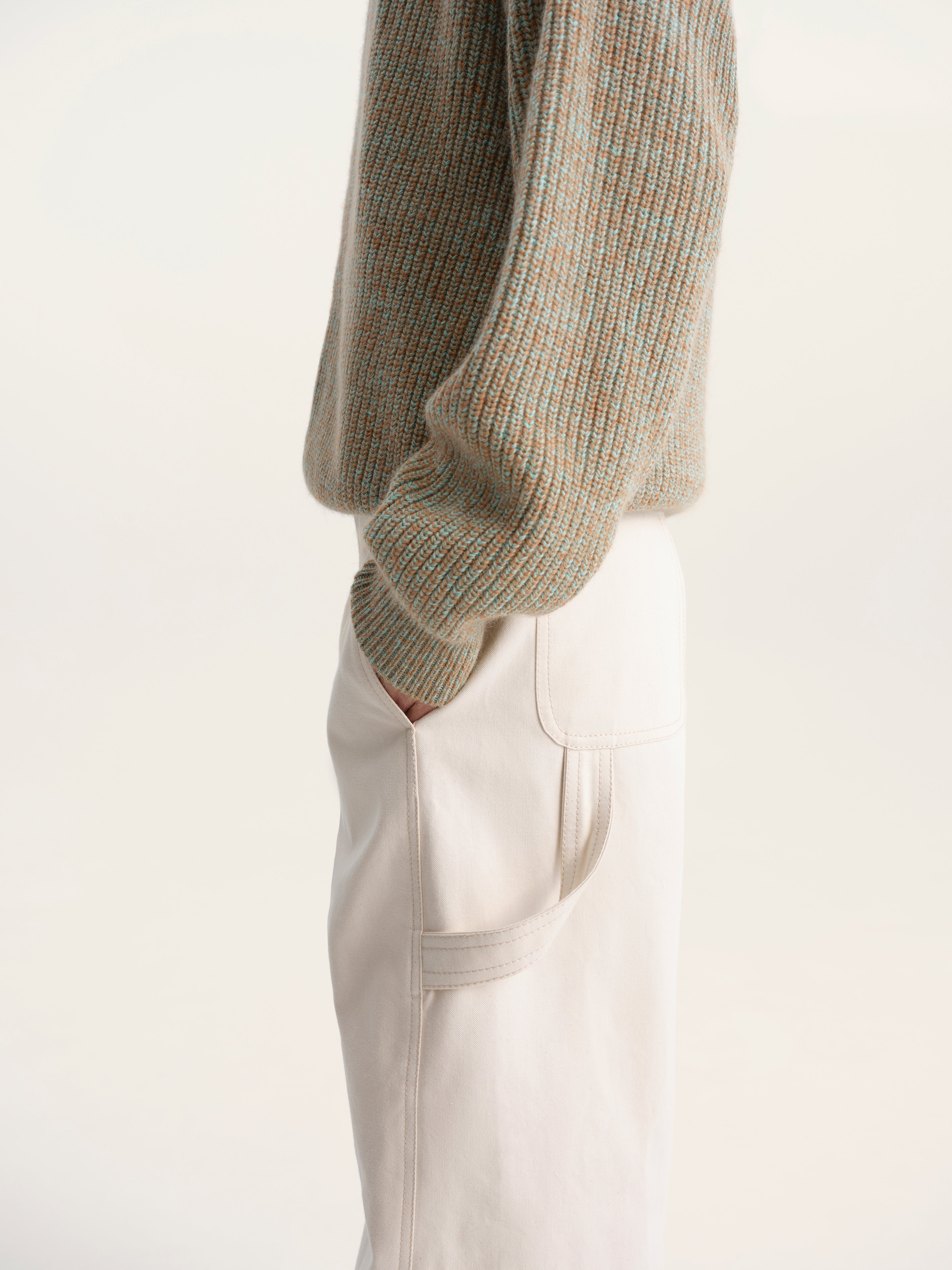 Full-Zip Knit Sweater in Olive